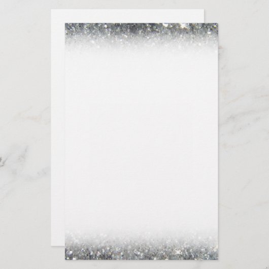 スタイリッシュな銀製のグリッターの輝きの写真 便箋 (正面/裏面)