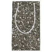 スタイリッシュな銀製のグリッター スモールペーパーバッグ (正面)