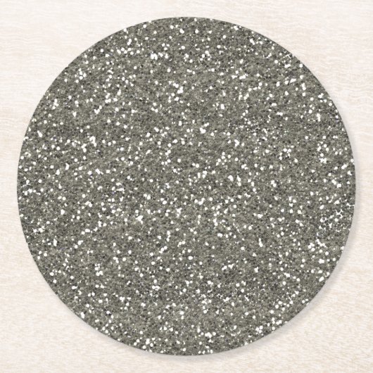 スタイリッシュな銀製のグリッター ラウンドペーパーコースター (正面)