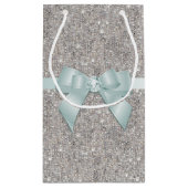 スタイリッシュな銀製のスパンコール、弓及びリボン スモールペーパーバッグ (裏面)