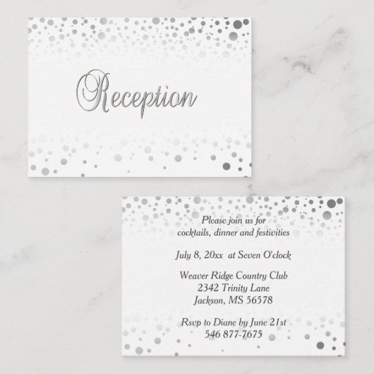 スタイリッシュな銀製の紙吹雪は|の白い背景に点を打ちます エンクロージャーカード (正面/裏面)