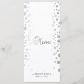 スタイリッシュな銀製の紙吹雪は|の白い背景に点を打ちます- メニュー (正面)