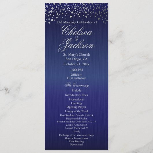 スタイリッシュな銀製の紙吹雪は|の青プログラムに点を打ちます プログラム (正面)