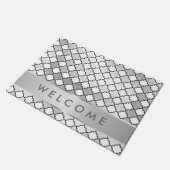 スタイリッシュな銀製の金属格子パターン歓迎 ドアマット (アングル)