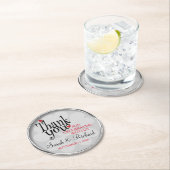 スタイリッシュな銀製灰色の結婚式は感謝していしています ラウンドペーパーコースター (インサイチュ)