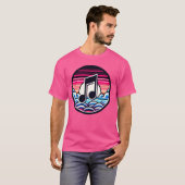 スタイリッシュな雲と太陽の上での音符 美学 Tシャツ (正面フル)