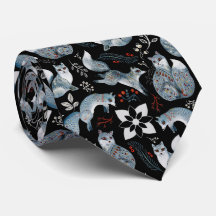 スタイリッシュな青い狐に繊細な花模様