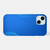 スタイリッシュな青い革 iPhone 15ケース (裏面横)