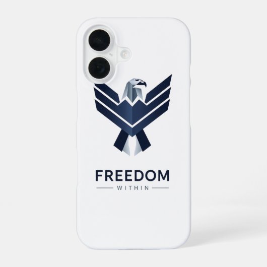 スタイリッシュな青い鷲の"Freedom Within" iPhone 16ケース (裏面)