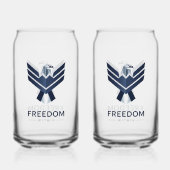 スタイリッシュな青い鷲 "Freedom Within" ガラス缶 (裏面)