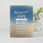 スタイリッシュな青と白の冬の退職パーティー 招待状 (スタンド正面)