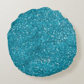 スタイリッシュな青緑のグリッター ラウンドクッション (裏面)