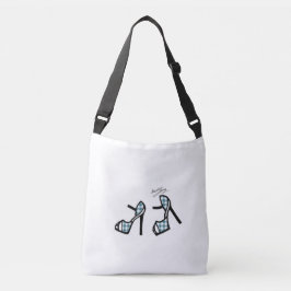 スタイリッシュな靴のプリント-ティール（緑がかった色）の格子縞 クロスボディバッグ