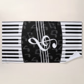 スタイリッシュな音楽はト音記号およびピアノ鍵に注意します ビーチタオル (正面)