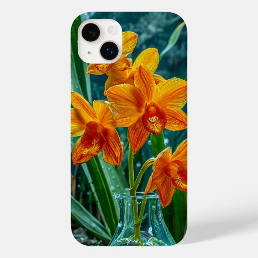スタイリッシュな黄色の高級胡蝶蘭の花柄 Case-Mate iPhoneケース (裏面)