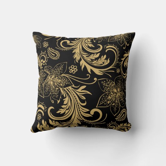 スタイリッシュな黒および金ゴールドの枕 クッション (裏面)