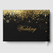 スタイリッシュな黒および金ゴールドの雪片 ゲストブック (裏面)