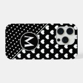 スタイリッシュな黒と白のカスタムモノグラム iPhoneケース (裏面横)