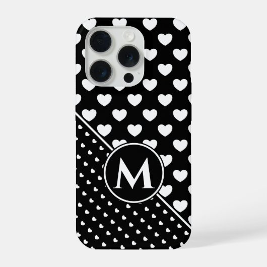 スタイリッシュな黒と白のカスタムモノグラム iPhoneケース (裏面)