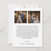 スタイリッシュな黒と白の写真 モダンな結婚式 サンキューカード (裏面)