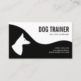 スタイリッシュな黒と白の犬のシルエット ドッグトレーナー 名刺