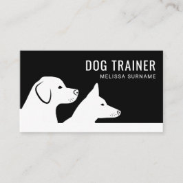 スタイリッシュな黒と白の犬のシルエット 犬トレーナー 名刺
