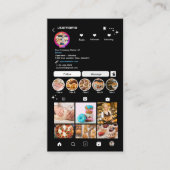 スタイリッシュな黒のシェフ&ベーカリーInstagram QR 名刺 (正面)