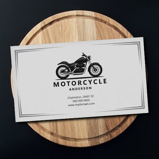 スタイリッシュな黒のバイクのシルエット 名刺