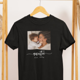 スタイリッシュな黒の「おばちゃん」スクリプトフォトTシャツ Tシャツ