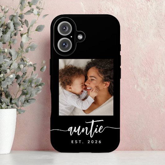 スタイリッシュな黒の「Auntie Established」筆記体フォト Case-Mate iPhoneケース