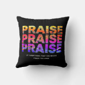 スタイリッシュな黒のPRAISE音符キリスト教 クッション (裏面)