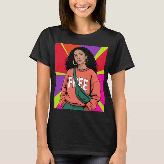 スタイリッシュな黒人女性 Tシャツ (正面)