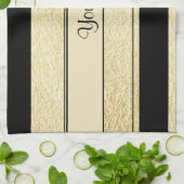 スタイリッシュな黒及び金ゴールドホイルは縞で飾ります キッチンタオル (折り畳み)