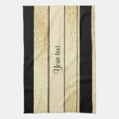 スタイリッシュな黒及び金ゴールドホイルは縞で飾ります キッチンタオル (縦)