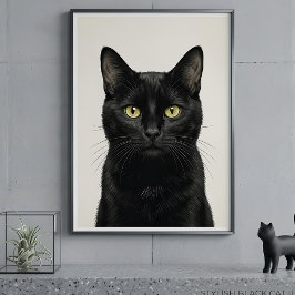 スタイリッシュな黒猫のイラストポスター ポスター
