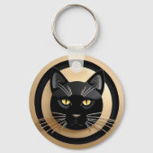 スタイリッシュな黒猫のイラスト キーホルダー (裏面)