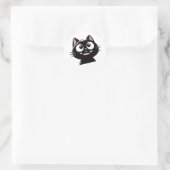 スタイリッシュな黒猫デザイン ラウンドシール (バッグ)
