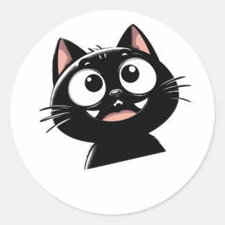 スタイリッシュな黒猫デザイン ラウンドシール