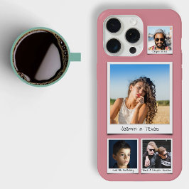 スタイリッシュな4枚の写真コラージュ ダスティピンク スリム iPhone 15 PRO MAXケース