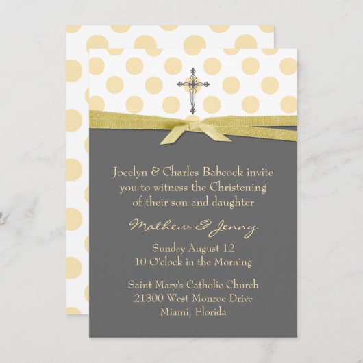 スタイリッシュな《キリスト教》洗礼式や命名式か洗礼の招待状 招待状 (正面/裏面)