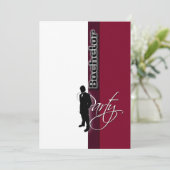 スタイリッシュな“独身最後の夜” フォーマルバーガンディー 招待状 (スタンド正面)