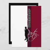 スタイリッシュな“独身最後の夜” フォーマルバーガンディー 招待状 (正面/裏面)