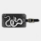スタイリッシュなblack'n'whiteのヘビのスケッチ ラゲッジタグ (正面横)