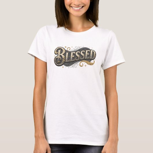 スタイリッシュなBLESSED 2Dファッションアート Tシャツ (正面)