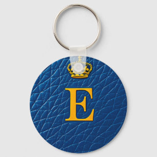 スタイリッシュなEの上の金の王冠 キーホルダー