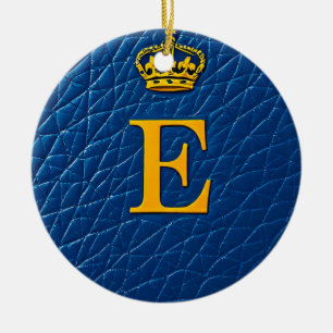 スタイリッシュなEの上の金の王冠 セラミックオーナメント
