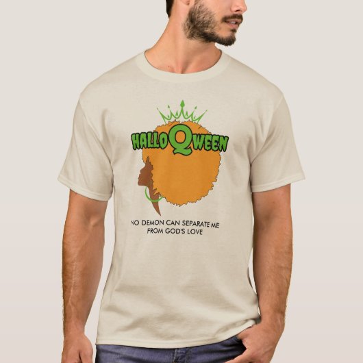 スタイリッシュなHALLOQWEEN アフロクイーン ハロウィン Tシャツ (正面)