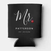 スタイリッシュなMr. カスタム苗字と挙式日 ウェディング 缶クーラー (正面)