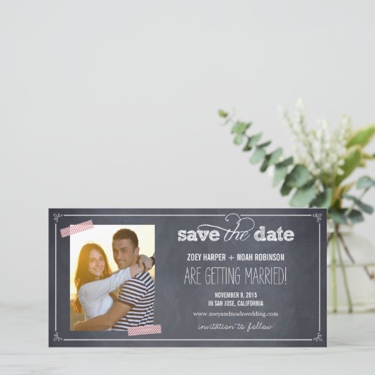 スタイリッシュにチャークされた1枚の写真がデートカードを保存 セーブザデート (スタンド正面)