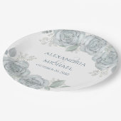 スタイリッシュの結婚ほこりっぽい青いフローラバラ花 ペーパープレート (アングル)